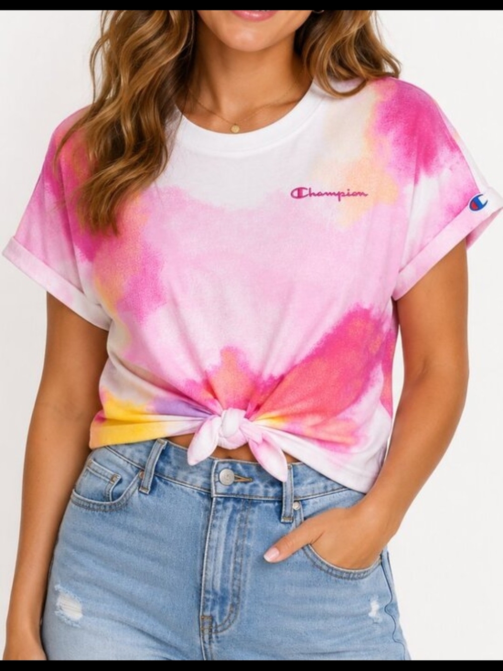Champion Watercolor Crewneck Tie-Dye Tee – Pink Multi | Athleisure